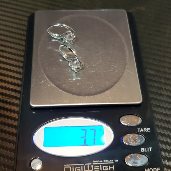 925 Sterling Silver Brilliant Clear Round Cubic Zirconia Stone Earrings - Picture 7 of 7